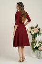 Rochie Ella Collection Quinn office din stofa bordo cu funde la buzunare