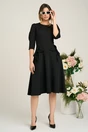 Rochie Ella Collection Quinn office din stofa neagra cu funde la buzunare