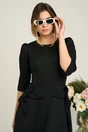 Rochie Ella Collection Quinn office din stofa neagra cu funde la buzunare