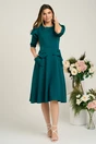 Rochie Ella Collection Quinn office din stofa verde cu funde la buzunare, 4, dyfashion.ro