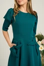 Rochie Ella Collection Quinn office din stofa verde cu funde la buzunare, 3, dyfashion.ro