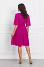 Rochie Ella Collection Roxi din voal fucsia cu manecile decupate