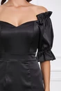 Rochie Ella Collection Sarah eleganta din tafta neagra cu umerii goi