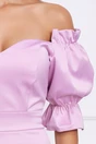 Rochie Ella Collection Sarah eleganta din tafta roz cu umerii goi