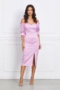 Rochie Ella Collection Sarah eleganta din tafta roz cu umerii goi