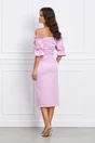 Rochie Ella Collection Sarah eleganta din tafta roz cu umerii goi