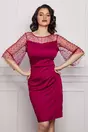 Rochie Ella Collection Verona bordo cu perlute pe maneci si bust