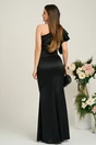Rochie Ella Collection Zara lunga eleganta din tafta neagra cu un umar gol