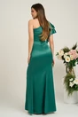 Rochie Ella Collection Zara lunga eleganta din tafta verde cu un umar gol