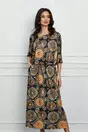 Rochie Erika neagra cu imprimeu galben mustar