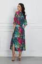 Rochie Erika verde cu imprimeu corai