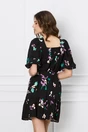 Rochie Felicia neagra cu imprimeuri si curea in talie