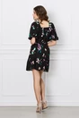 Rochie Felicia neagra cu imprimeuri si curea in talie