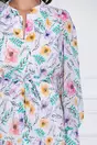 Rochie Fiona alba cu flori colorate si cordon in talie