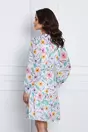 Rochie Fiona alba cu flori colorate si cordon in talie
