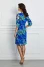 Rochie Fiona albastra cu imprimeu verde
