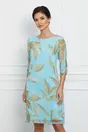 Rochie Fiona bleu cu imprimeu kaki