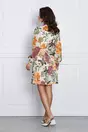 Rochie Fiona ivory cu flori orange si cordon in talie