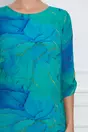 Rochie Fiona verde cu imprimeu divers albastru
