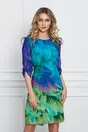 Rochie Fiona verde cu imprimeu mov