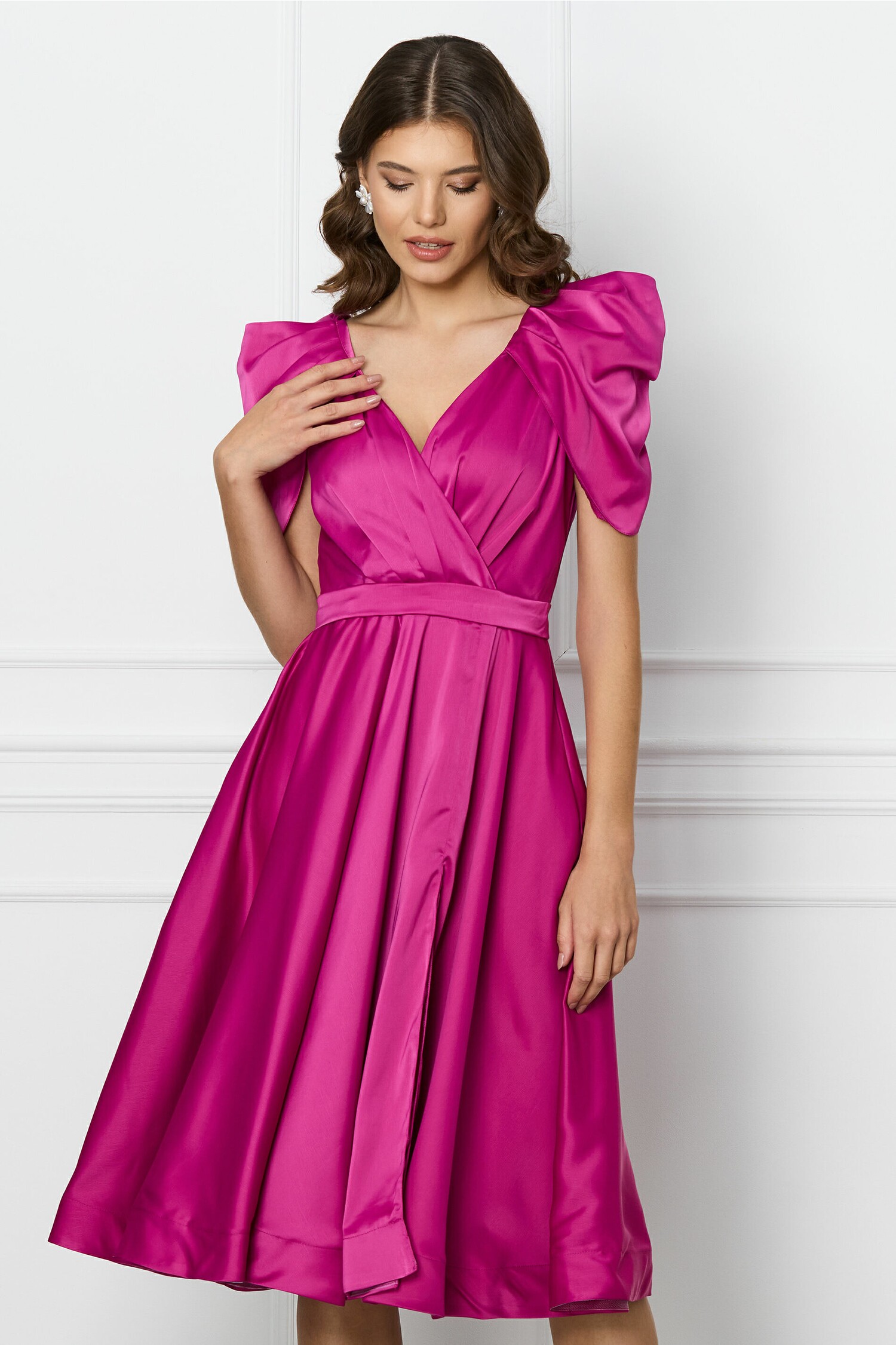 Rochie fucsia clos din satin