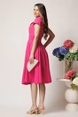 Rochie office din stofa fucsia cu catarama stralucitoare in talie
