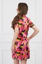 Rochie fucsia cu imprimeu galben din satin
