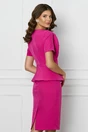 Rochie fucsia cu peplum in talie si floale pe bust