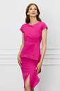 Rochie fucsia cu peplum si volan pe fusta
