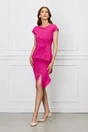 Rochie fucsia cu peplum si volan pe fusta