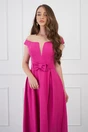 Rochie fucsia lunga cu funda in talie