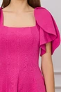 Rochie fucsia scurta cu volane la maneci
