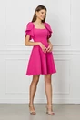 Rochie fucsia scurta cu volane la maneci