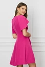 Rochie fucsia scurta cu volane la maneci