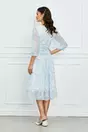 Rochie Geanina bleu cu imprimeuri si cordon in talie