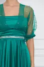 Rochie Georgiana verde cu bust din organza si curea in talie