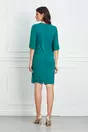 Rochie Gina verde cu pliuri si aplicatie la baza gatului