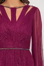 Rochie Ginette magenta din matase cu decupaje la bust