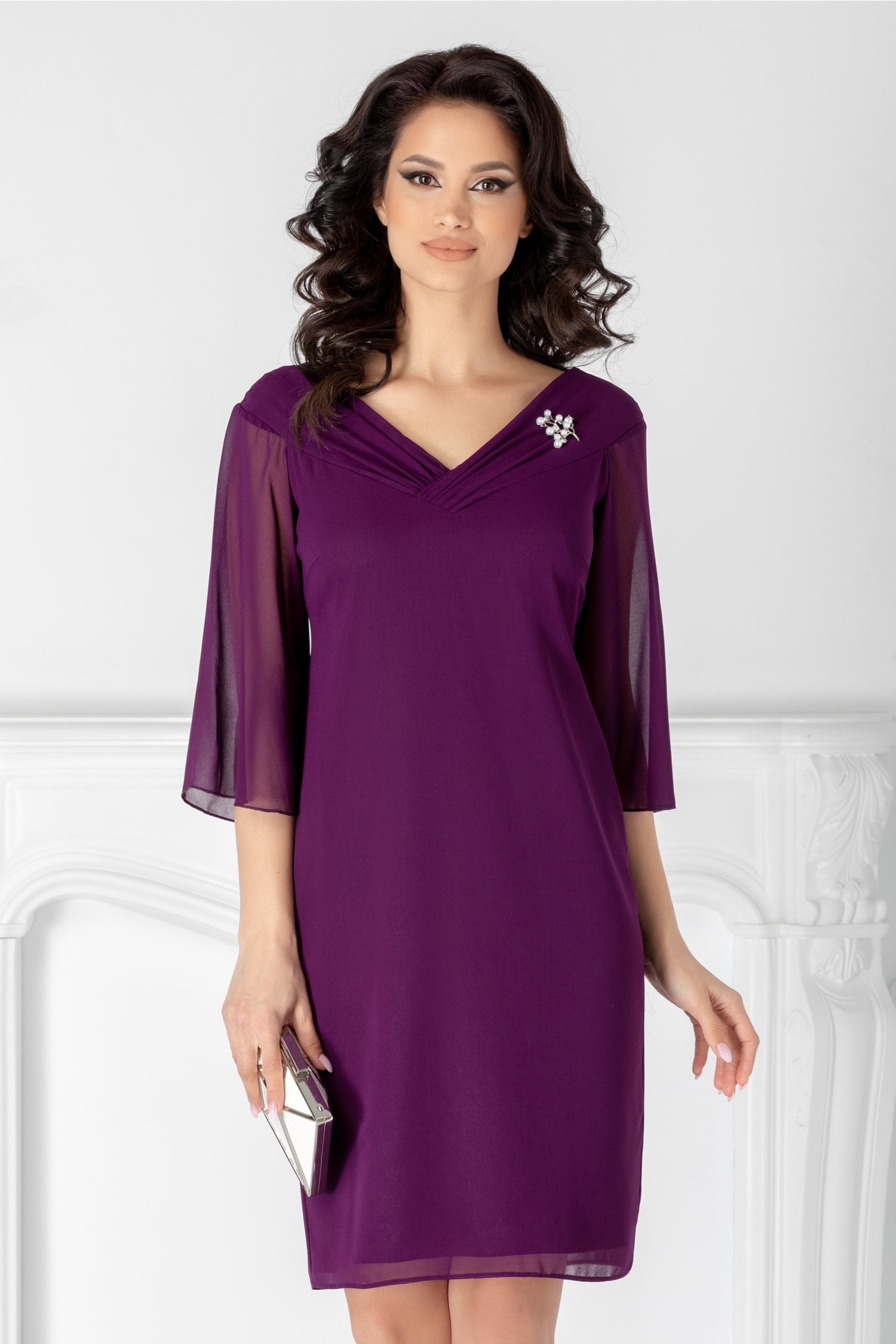 Rochie Ginette mov vaporoasa de ocazie