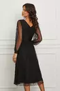 Rochie Ginette neagra din matase cu decupaje la bust