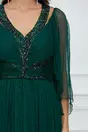 Rochie Ginette verde din matase cu paiete pe bust