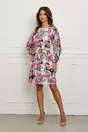 Rochie Giulia neagra cu imprimeuri florale roz