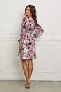 Rochie Giulia neagra cu imprimeuri florale roz