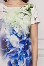 Rochie Iarina alba cu imprimeuri albastre si verzi