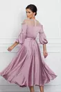 Rochie Iarina roz cu strasuri la bust si curea in talie