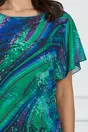 Rochie Iarina verde cu imprimeuri albastre
