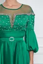 Rochie Iarina verde cu strasuri la bust si curea in talie