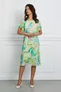Rochie Iarina verde mint cu imprimeuri galbene