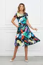 Rochie Ilaria neagra cu imprimeu colorat