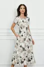 Rochie Ilona ivory cu flori bej